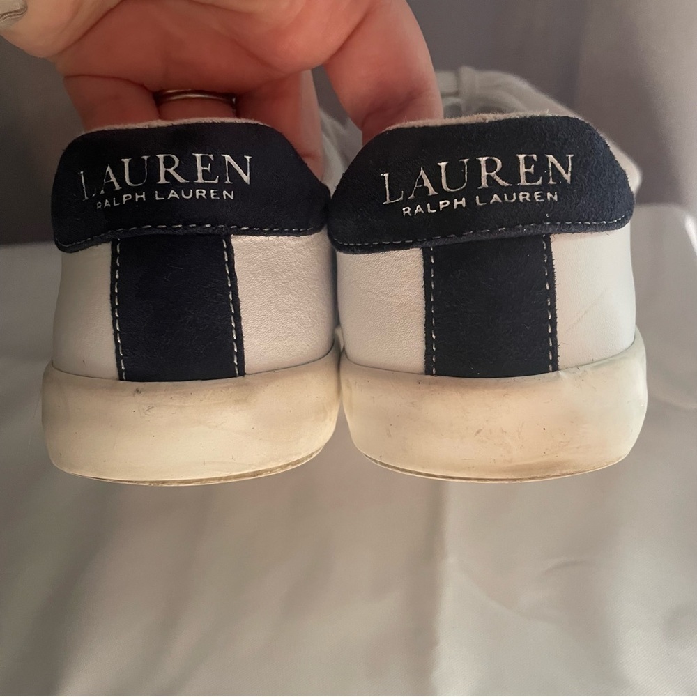 Lauren By Ralph Lauren Jennefer Sneakers White Navy Blue Size Women's 7 - Picture 4 of 8